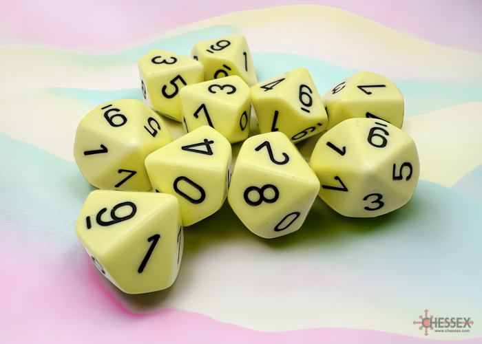 Opaque Pastel Yellow/black Set of Ten d10s CHX 25262